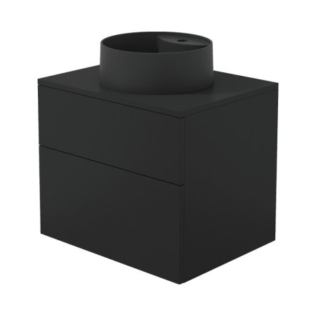 Deante Prizma Zestaw szafka umywalkowa 60x47x52 cm czarny mat + umywalka nablatowa 36 cm z otworem na baterię czarny mat SDNB6SNU4B