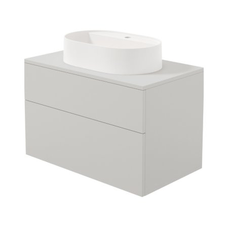 Deante Prizma Zestaw szafka umywalkowa 80x47x52 cm kaszmir + umywalka nablatowa 55x35 cm z otworem na baterię alabaster SDKB8SAU6B