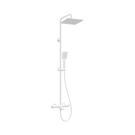 Deante Therm Zestaw wannowo-prysznicowy termostatyczny natynkowy z deszczownicą biały NAC_A1HT
