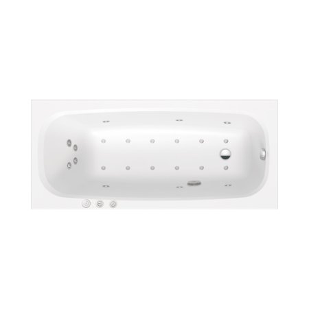 Duravit Aurena Wanna z hydromasażem 180x80 cm Combi-System P odpływ przy krawędzi biały satynowy mat 760549BA0CP1000