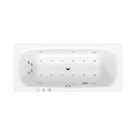 Duravit Aurena Wanna z hydromasażem 180x80 cm Combi-System P odpływ na środku biały satynowy mat 760550BA0CP1000