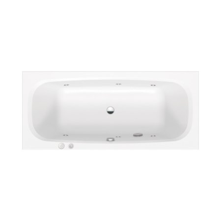 Duravit Aurena Wanna z hydromasażem 180x80 cm Jet-System odpływ na środku biały satynowy mat 760550BA0JS1000