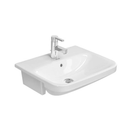 Duravit DuraStyle Umywalka półblatowa 55x45,5 cm z przelewem z jednym otworem na baterię biała z powłoką WonderGliss 03755500001