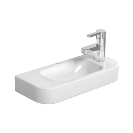 Duravit Happy D.2 Umywalka wisząca mała 50x22 cm z otworem na baterię z prawej strony bez przelewu biała z powłoką WonderGliss 07115000081