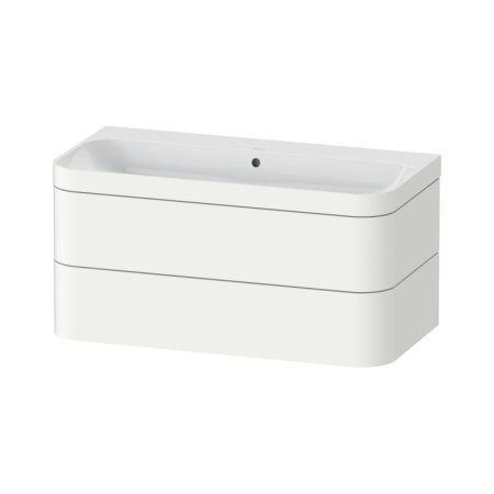 Duravit Happy D.2 Zestaw szafka podumywalkowa 97,5x49x48 cm lakier biały satynowy + umywalka meblowa bez otworu na baterię biała HP4638N3636