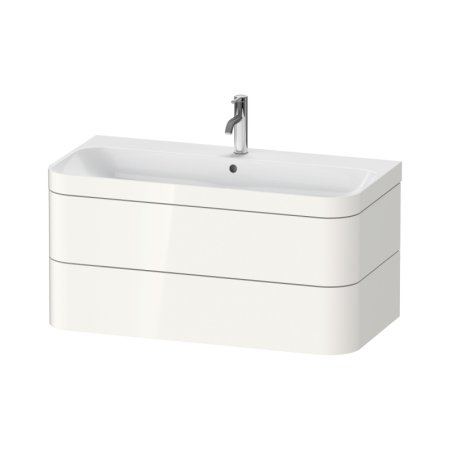 Duravit Happy D.2 Zestaw Szafka podumywalkowa 97,5x49x48 cm dekor biały wysoki połysk + umywalka meblowa  z otworem na baterię biała HP4638O2222
