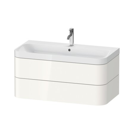 Duravit Happy D.2 Zestaw Szafka podumywalkowa c-shaped 97,5x49x48 cm dekor biały wysoki połysk + umywalka meblowa z otworem na baterię biała HP4348O2222