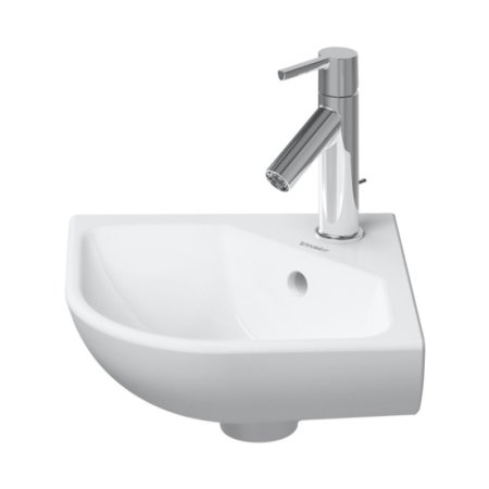 Duravit ME by Starck Umywalka mała narożna 43x38 cm z jednym otworem na baterię z przelewem biała z powłoką WonderGliss 07224300001