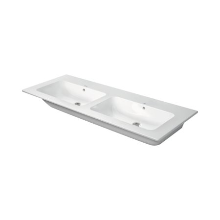 Duravit ME by Starck Umywalka meblowa 130x49 cm podwójna bez otworu na baterię z przelewami biały Alpin z powłoką WonderGliss 23361300601