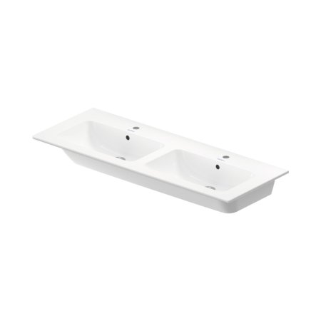 Duravit ME by Starck Umywalka meblowa 130x49 cm podwójna z 2 otworami na baterie z 2 przelewami biały satynowy 2336133200