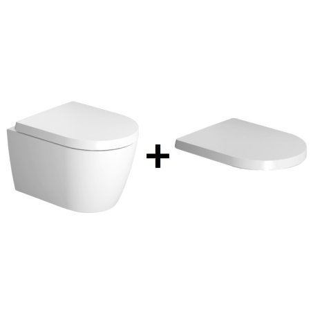 Duravit ME by Starck Zestaw Toaleta WC krótka bez kołnierza + deska wolnoopadająca biały Alpin 45300900A1