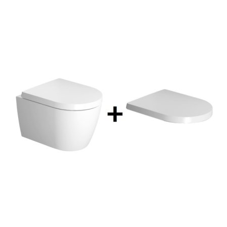 Duravit ME by Starck Zestaw Toaleta WC krótka 37x48 cm Rimless z deską wolnoopadającą biały 2530090000+0020190000