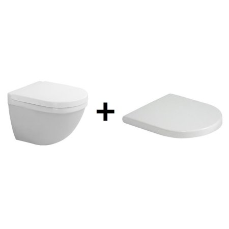 Duravit Starck 3 Zestaw Toaleta WC podwieszana 48,5x36 cm Compact z deską sedesową zwykłą, biały 2227090000+0063810000