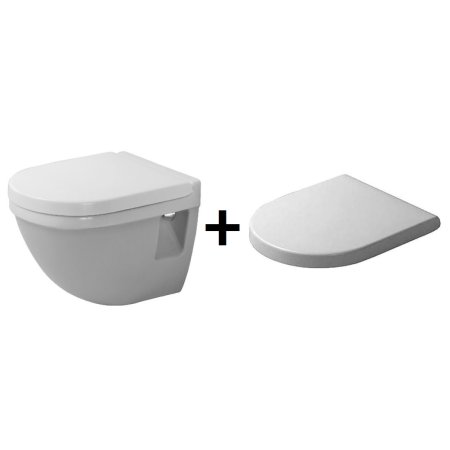 Duravit Starck 3 Zestaw Toaleta WC podwieszana 36x48,5 cm Compact krótka z deską wolnoopadającą, biała 2202090000+0063890000