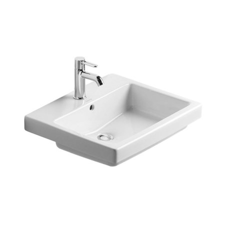 Duravit Vero Umywalka nablatowa 55x46,5 cm, z jednym otworem na baterie, biała z powłoką WonderGliss 03155500001