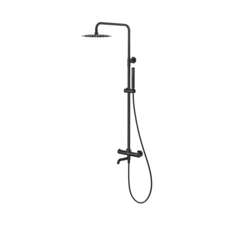 Emporia Fly Zestaw wannowo-prysznicowy termostatyczny natynkowy z deszczownicą czarny mat EMPORIA-030130BM