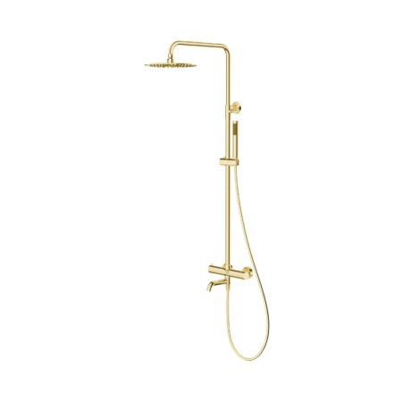 Emporia Fly Zestaw wannowo-prysznicowy termostatyczny natynkowy z deszczownicą złoty EMPORIA-030130GD