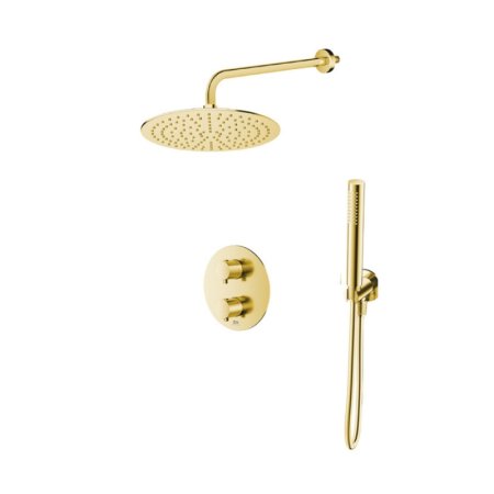 Emporia Fly Zestaw prysznicowy termostatyczny podtynkowy z deszczownicą złoty EMPORIA-ZESTAW-FLY-20-GD