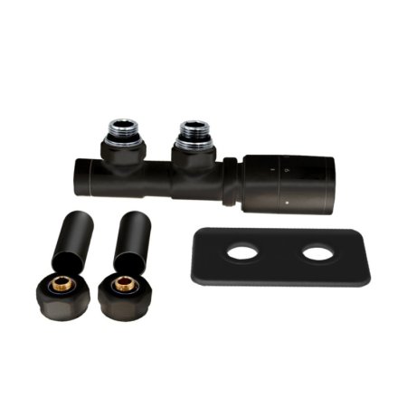 Emporia Max Zestaw termostatyczny ze złączką i maskownicą wersja lewa czarny EMPORIA-19646