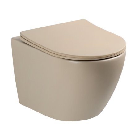 Emporia Nox 1.0 Zestaw Toaleta WC bez kołnierza + deska wolnoopadająca 49x36x35 cm beż mat EMPORIA-0114-MDB