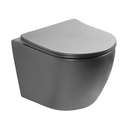 Emporia Nox 1.0 Zestaw Toaleta WC bez kołnierza + deska wolnoopadająca 49x36x35 cm ciemny szary mat EMPORIA-0114-MDG