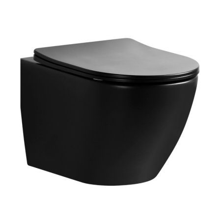 Emporia Nox 1.0 Zestaw Toaleta WC bez kołnierza krótka + deska wolnoopadająca czarny mat EMPORIA-0114-MB