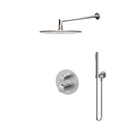 Emporia Ori Zestaw prysznicowy termostatyczny podtynkowy z deszczownicą nikiel szczotkowany EMPORIA-ZESTAW-ORI-35-N