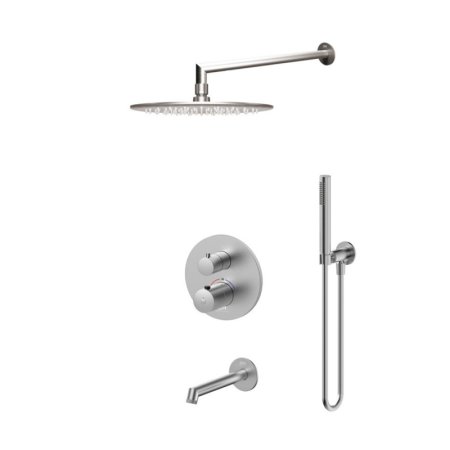 Emporia Ori Zestaw prysznicowy termostatyczny podtynkowy z deszczownicą nikiel szczotkowany EMPORIA-ZESTAW-ORI-45-N