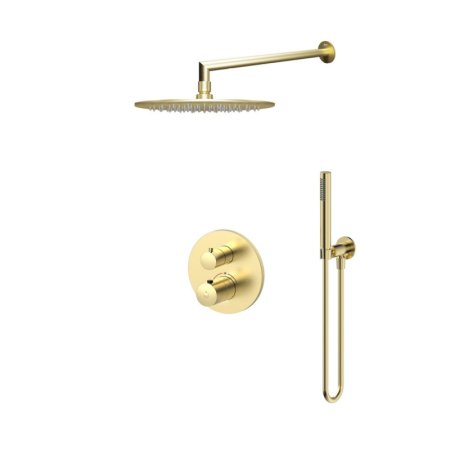 Emporia Ori Zestaw prysznicowy termostatyczny podtynkowy z deszczownicą złoty szczotkowany EMPORIA-ZESTAW-ORI-35-GN