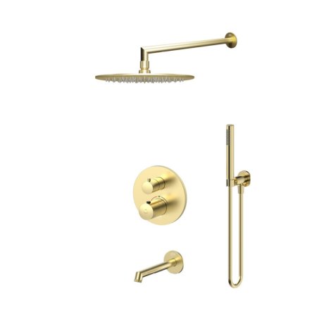Emporia Ori Zestaw prysznicowy termostatyczny podtynkowy z deszczownicą złoty szczotkowany EMPORIA-ZESTAW-ORI-45-GN