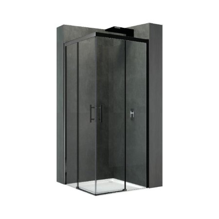 Emporia Sense Kabina prostokątna 66x195 cm część 1/2 drzwi przesuwne profile czarny mat szkło przezroczyste EMPORIA-SENSIAH66L-1H