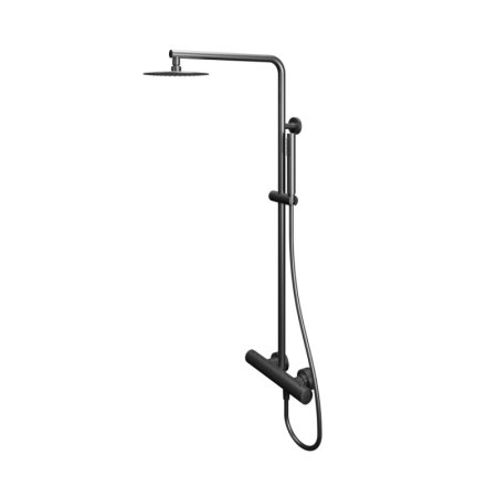 Emporia Zestaw prysznicowy termostatyczny natynkowy z deszczownicą gun metal EMPORIA-0401201BN