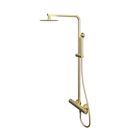 Emporia Zestaw prysznicowy termostatyczny natynkowy z deszczownicą złoty szczotkowany EMPORIA-0401201GN