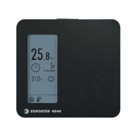 Euroster Regulator temperatury systemy grzewcze czarny E4040B