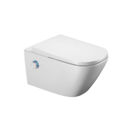 Excellent Dakota 2.0 Zestaw Toaleta WC myjąca 59,3x39,6 cm bez kołnierza + deska wolnoopadająca biały/chrom CEEX.4124.593.S2.WH + CEEX.4022.D2.CR