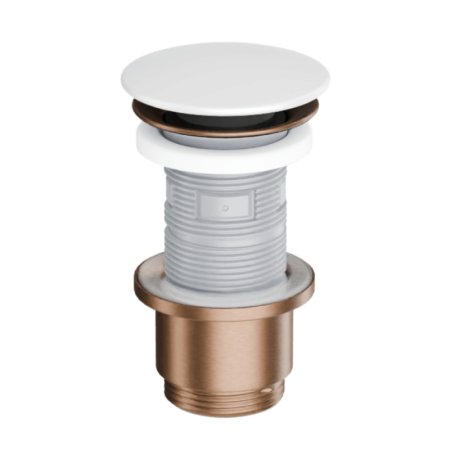 Excellent Design Korek umywalkowy klik klak korpus miedziany szczotkowany pokrywa ceramiczna biały mat ARIN.1485.K.01.WHMCB