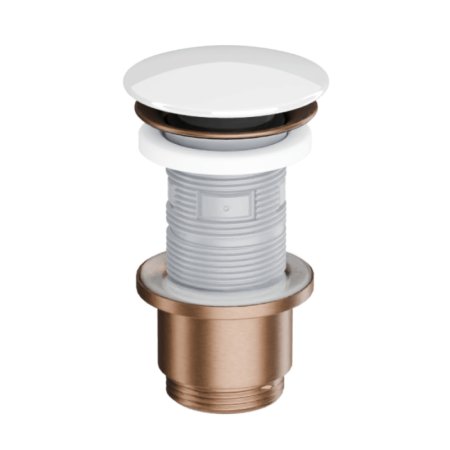 Excellent Design Korek umywalkowy klik klak korpus miedziany szczotkowany pokrywa ceramiczna biała ARIN.1485.K.01.WHCB