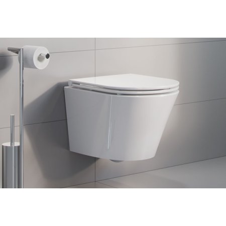Excellent Joker Zestaw Toaleta WC krótka 47x36 cm bez kołnierza + deska wolnoopadająca biały CENL.4504.470.WH