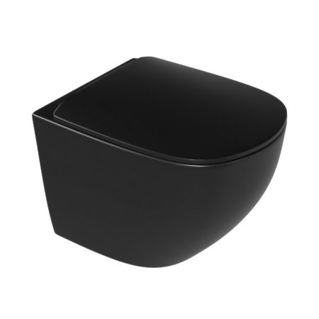 Excellent Luqa Toaleta WC Spin 360 bez kołnierza kr&oacute;tka + deska wolnoopadająca czarny mat CEAC.6403.K.6405.480.BLM