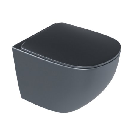 Excellent Luqa Toaleta WC Spin 360 bez kołnierza kr&oacute;tka + deska wolnoopadająca grafit mat CEAC.6403.K.6405.480.GRM