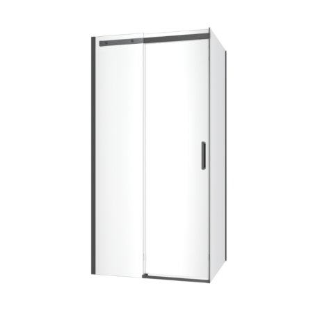 Excellent Rols Kabina prostokątna 100x80x200 cm drzwi przesuwne profile czarny mat szkło przezroczyste KAEX.2616.K.1000.0800.BL