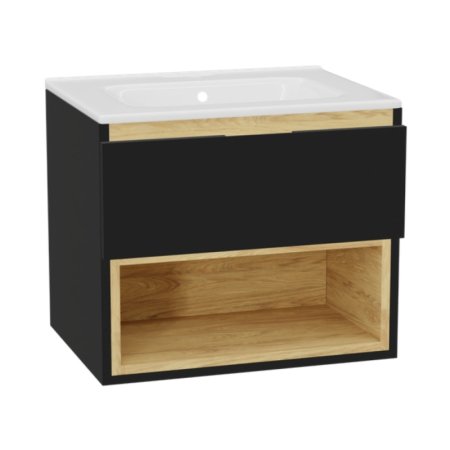 Excellent Tuto 2.0 Zestaw Szafka umywalkowa 60x46,5x50 cm + umywalka meblowa Pik czarny mat/biały MLEX.2171.K.60.0165.BKBK