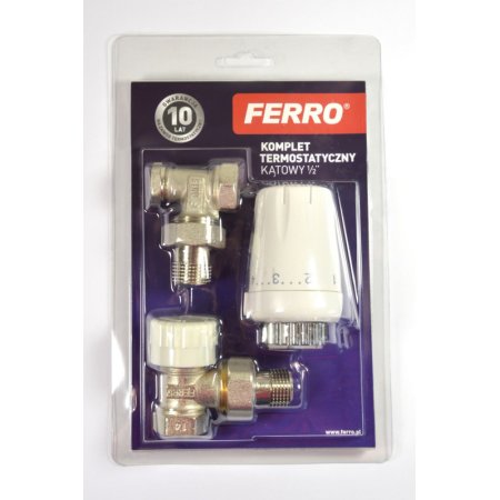 Ferro Komplet termostatyczny kątowy 1/2” z głowicą GT11 biały ZTM08