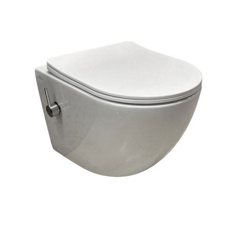 Galatea Design Bulat Zestaw Toaleta WC myjąca bez kołnierza krótka + deska wolnoopadająca biały połysk GDG112GW