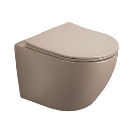Galatea Design Bulat Zestaw Toaleta WC Rimless bez kołnierza krótka + deska wolnoopadająca beżowy mat GDB2342MC