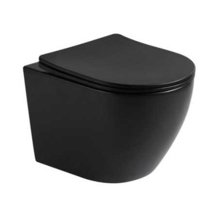 Galatea Design Bulat Zestaw Toaleta WC Rimless bez kołnierza krótka + deska wolnoopadająca czarny mat GDB2342MB