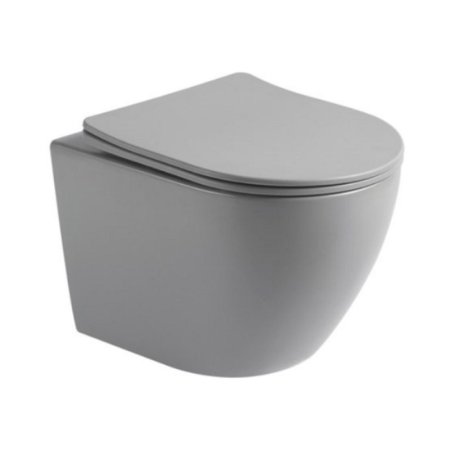Galatea Design Bulat Zestaw Toaleta WC Rimless bez kołnierza krótka + deska wolnoopadająca jasnoszary mat GDB2342MH