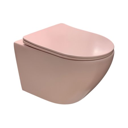 Galatea Design Bulat Zestaw Toaleta WC Rimless bez kołnierza krótka + deska wolnoopadająca różowy mat GDB2342MP
