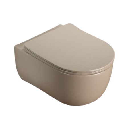 Galatea Design Bulatan Zestaw Toaleta WC Rimless bez kołnierza krótka + deska wolnoopadająca beżowy mat GDB2361MC