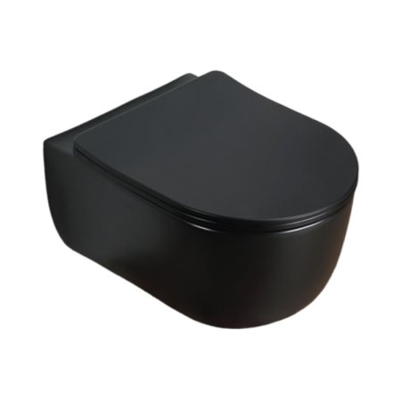 Galatea Design Bulatan Zestaw Toaleta WC Rimless bez kołnierza krótka + deska wolnoopadająca czarny mat GDB2361MB